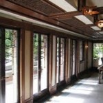 Casement art glass allows for views, light, and air while enhancing privacy, and makes decoration organic to window (Frederick C. Robie House, Chicago, Illinois [1910]